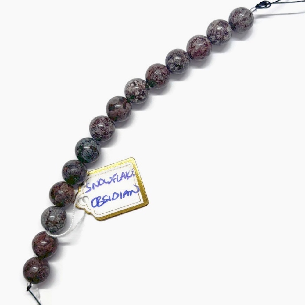 As Low As $2 8mm Snowflake Obsidian Round Beads (14)